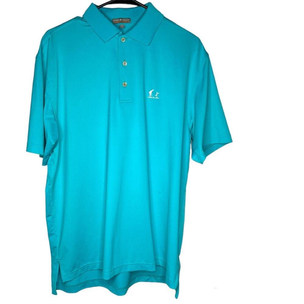 Peter Millar Summer Comfort Breathable Dri-Fit Bright Blue Golf Polo, MEDIUM - Picture 1 of 7